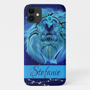 Capa Para iPhone 11 Leão em azul escuro