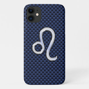 Capa Para iPhone 11 Leão Zodíaco - Sinal de Marinho Azul de Fibra de