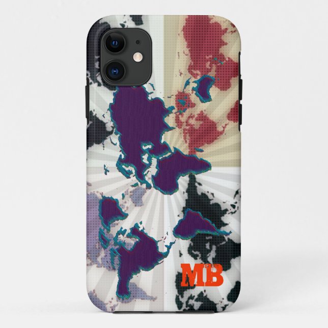 Capa Para iPhone 11 legal e diferente mapa mundial (Verso)