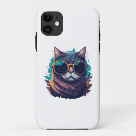 Capa Para iPhone 11 Legal gato com óculos de sol