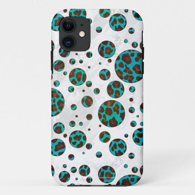 Capa Para iPhone 11 Leopard Brown e Teal PrintPolka Pontos (Verso)