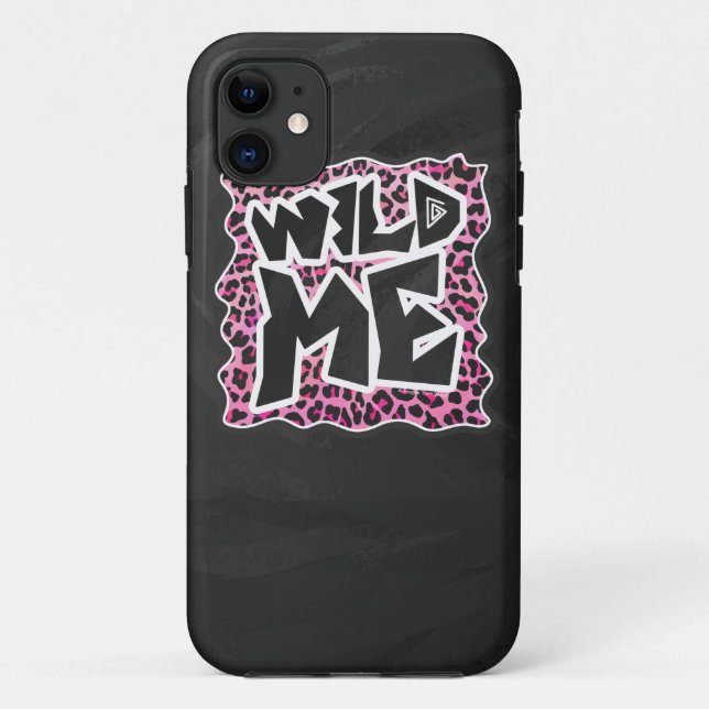 Capa Para iPhone 11 Leopard me Wild Black and Hot Pink Design (Verso)