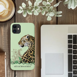 Capa Para iPhone 11 Leopard Wild Cat Henna Verde