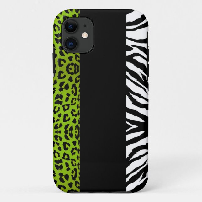 Capa Para iPhone 11 Leopardo do verde limão e impressão animal feito (Verso)
