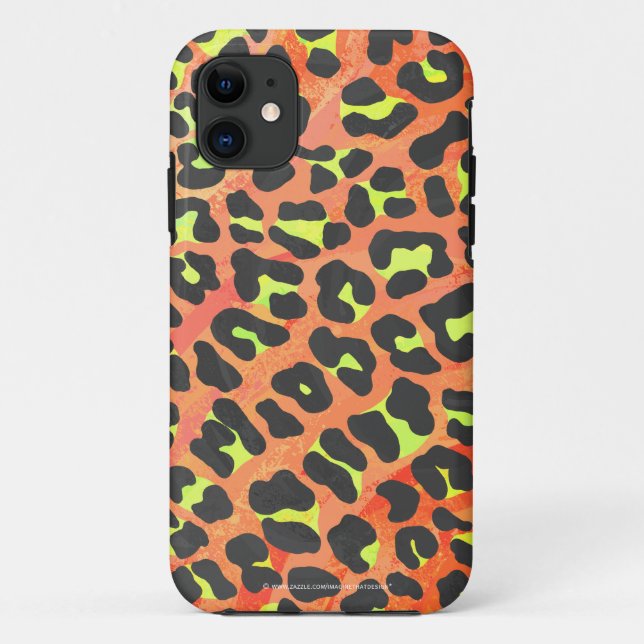 Capa Para iPhone 11 Leopardo Laranja e Impressão amarelo (Verso)