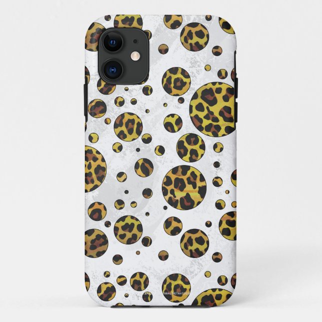 Capa Para iPhone 11 Leopardo Marrom e Amarelo com Bolinhas (Verso)