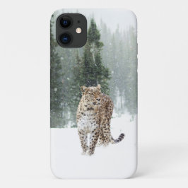 Capa Para iPhone 11 Leopardo na neve