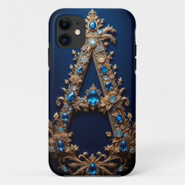 Capa Para iPhone 11 Letra A Dourada Ornamental Elegante