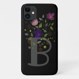 Capa Para iPhone 11 Letra inicial B + Design floral