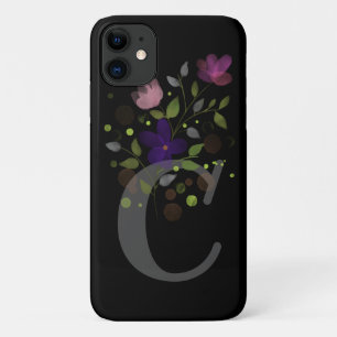 Capa Para iPhone 11 Letra inicial C + Design floral