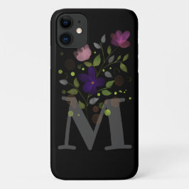 Capa Para iPhone 11 Letra inicial M + Design floral