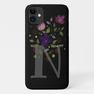 Capa Para iPhone 11 Letra inicial N + Design floral