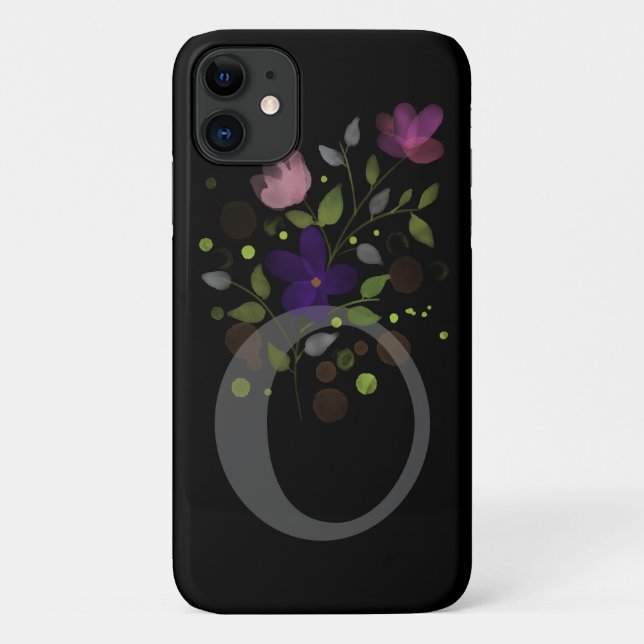 Capa Para iPhone 11 Letra inicial O Plus Floral Design (Verso)