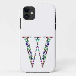 Capa Para iPhone 11 Letra inicial W Gemstone Design