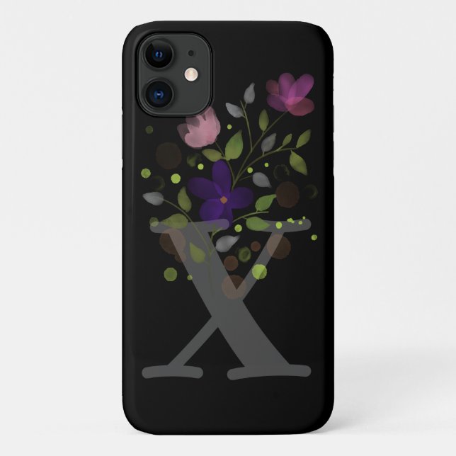 Capa Para iPhone 11 Letra inicial X Plus Floral Design (Verso)