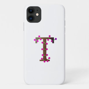 Capa Para iPhone 11 Letra T inicial decorativa em branco