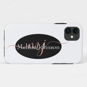 Capa Para iPhone 11 Letras elegantes em dourado rosado sobre preto