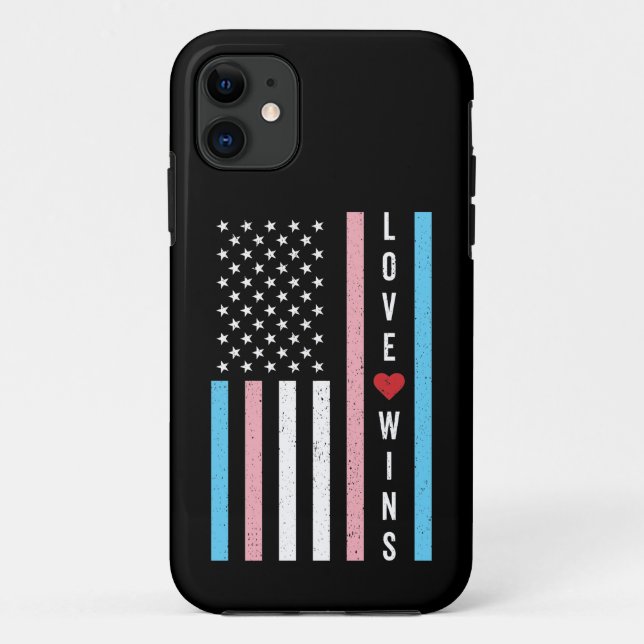 Capa Para iPhone 11 LGBTQ Transgender Pride Love ganha bandeira americ (Verso)