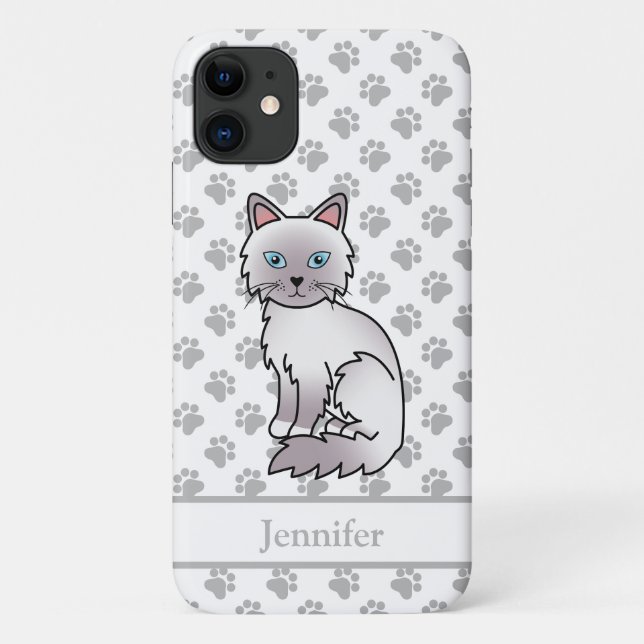 Capa Para iPhone 11 Lilac Point Birman / Ragdoll Gato Fofo & Nome (Verso)