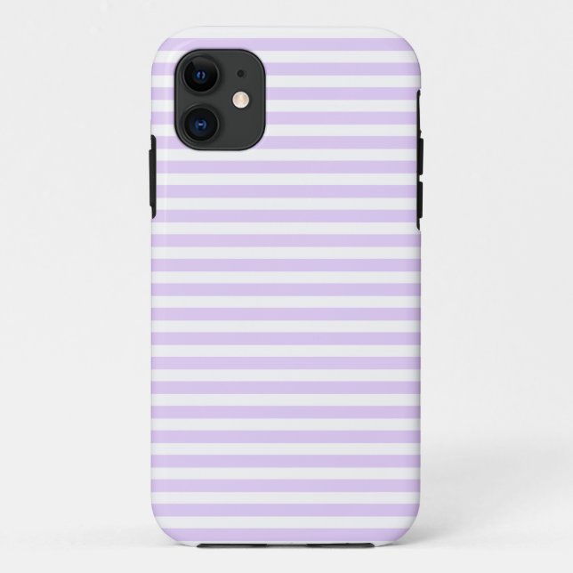 Capa Para iPhone 11 Lilac, púrpura e tiras doces brancas (Verso)