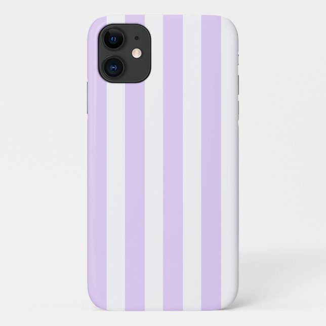 Capa Para iPhone 11 Lilac, púrpura e tiras doces brancas (Verso)