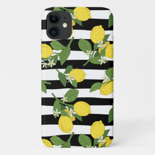Capa Para iPhone 11 Limões Limões Amarelo Listras Pretas