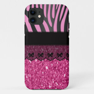 Capa Para iPhone 11 Linda e elegante brilho de renda de zebra