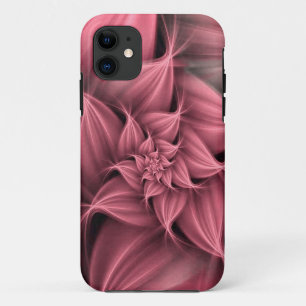 Capa Para iPhone 11 Linda Flor Fractal Rosa Coral