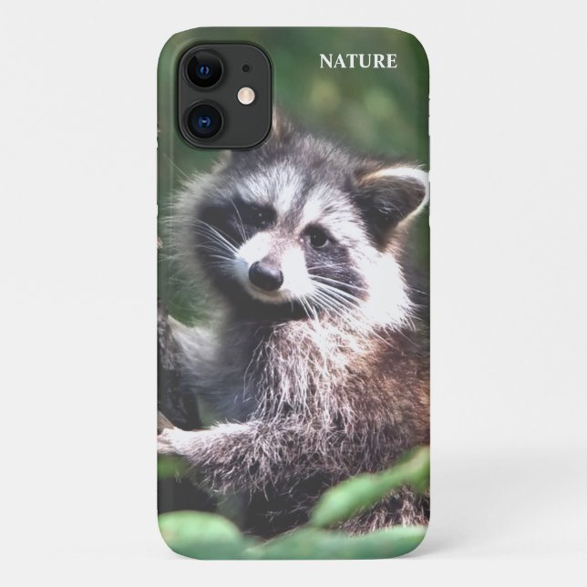 Capa Para iPhone 11 Linda guaxinim na selva (Verso)