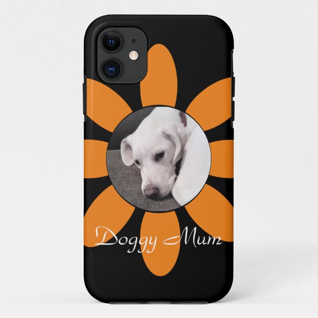 Capa Para iPhone 11 Linda Moldura Laranja Molhada Cachorro Preto (Verso)