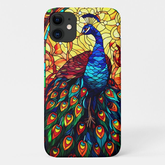 Capa Para iPhone 11 Linda Peacock Vidro Escondido Arte Selvagem (Verso)