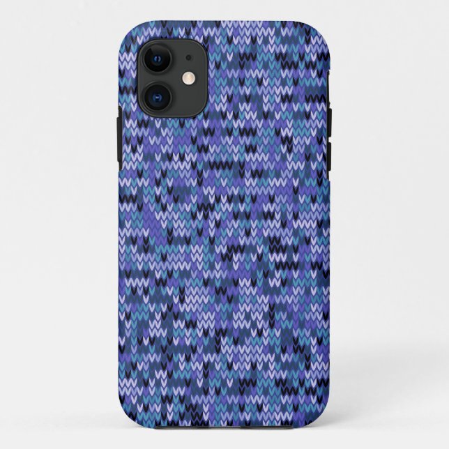 Capa Para iPhone 11 Linda, tricotada, tricotada, azul e (Verso)