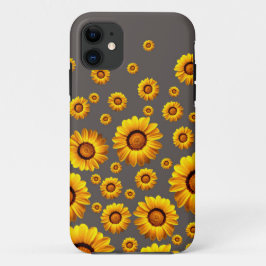 Capa Para iPhone 11 Lindas flores amarelas nas cinzas