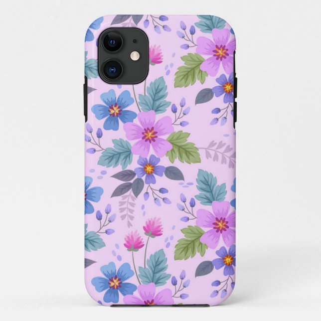 Capa Para iPhone 11 Lindas Flores Padrão Floral-36841 (Verso)