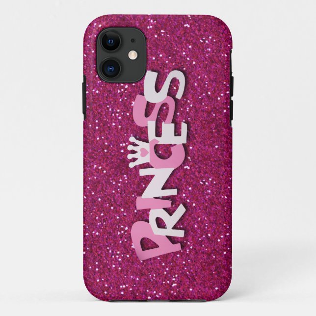 Capa Para iPhone 11 Lindo Brilho Rosa Quente Princesa Brilhos (Verso)