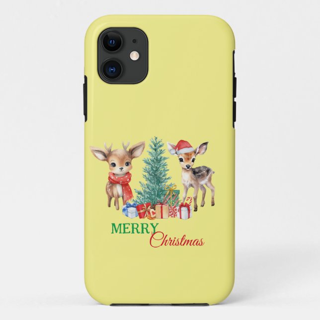 Capa Para iPhone 11 Lindo cervo Renaindeer Natal Festa de Natal (Verso)