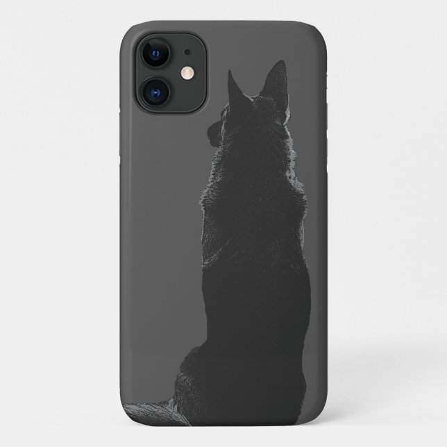 Capa Para iPhone 11 Lindo German shepherd, preto e branco (Verso)