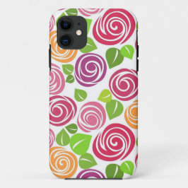 Capa Para iPhone 11 Lindo Padrão Floral Rosas