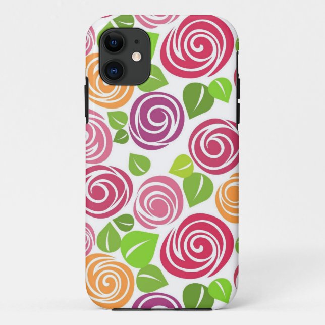 Capa Para iPhone 11 Lindo Padrão Floral Rosas (Verso)