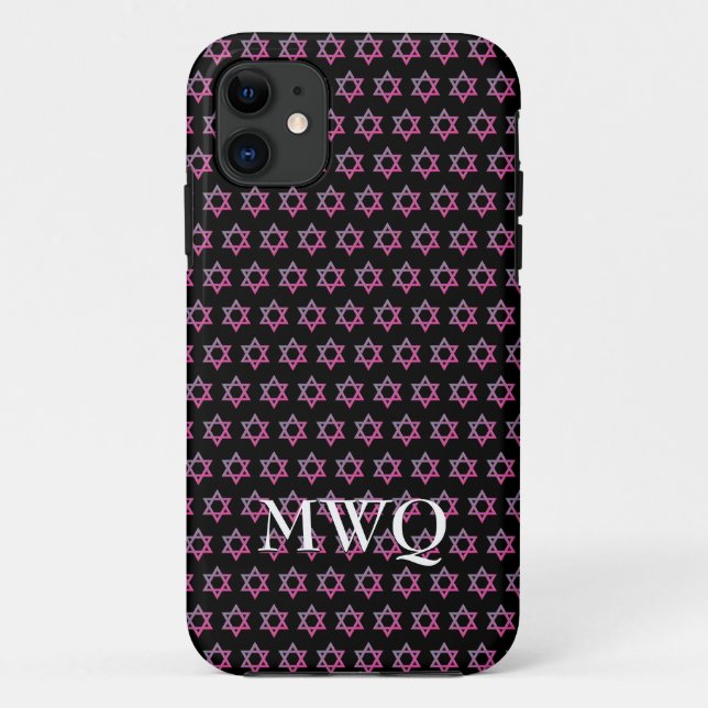 Capa Para iPhone 11 Lindo Rosa Roxo | Monograma | OTTE ESTRELA DE DAVI (Verso)
