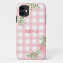 Lindo Xadrez Rosa Floral Nome