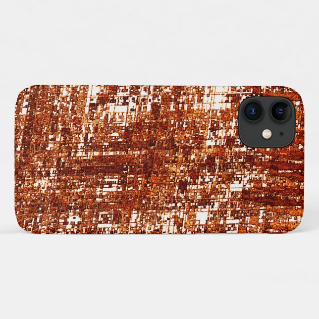 Capa Para iPhone 11 Linhas cruzadas e entalhe de quadrados enferrujado (Verso (horizontal))