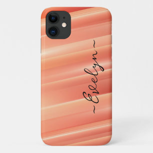 Capa Para iPhone 11 Linhas dinâmicas de gradiente laranja Nome Elegant
