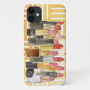 Capa Para iPhone 11 Lipsticks Aquarela