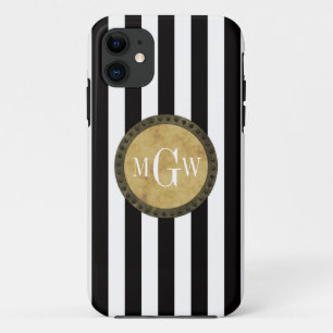 Capa Para iPhone 11 Listra branca preta monograma afligido de