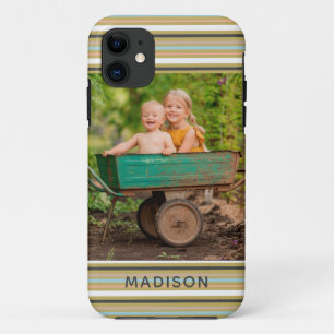 Capa Para iPhone 11 Listra Moderna Nome Personalizado Adicione Sua Pró