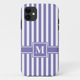 Capa Para iPhone 11 Listra moderna roxa com monograma