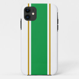 Capa Para iPhone 11 Listras Atléticas Verde Claro Marrom Branco de Cor