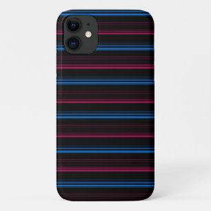 Capa Para iPhone 11 Listras azuis rosa fofas 