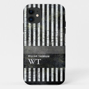 Capa Para iPhone 11 listras brancas modernas editáveis a preto